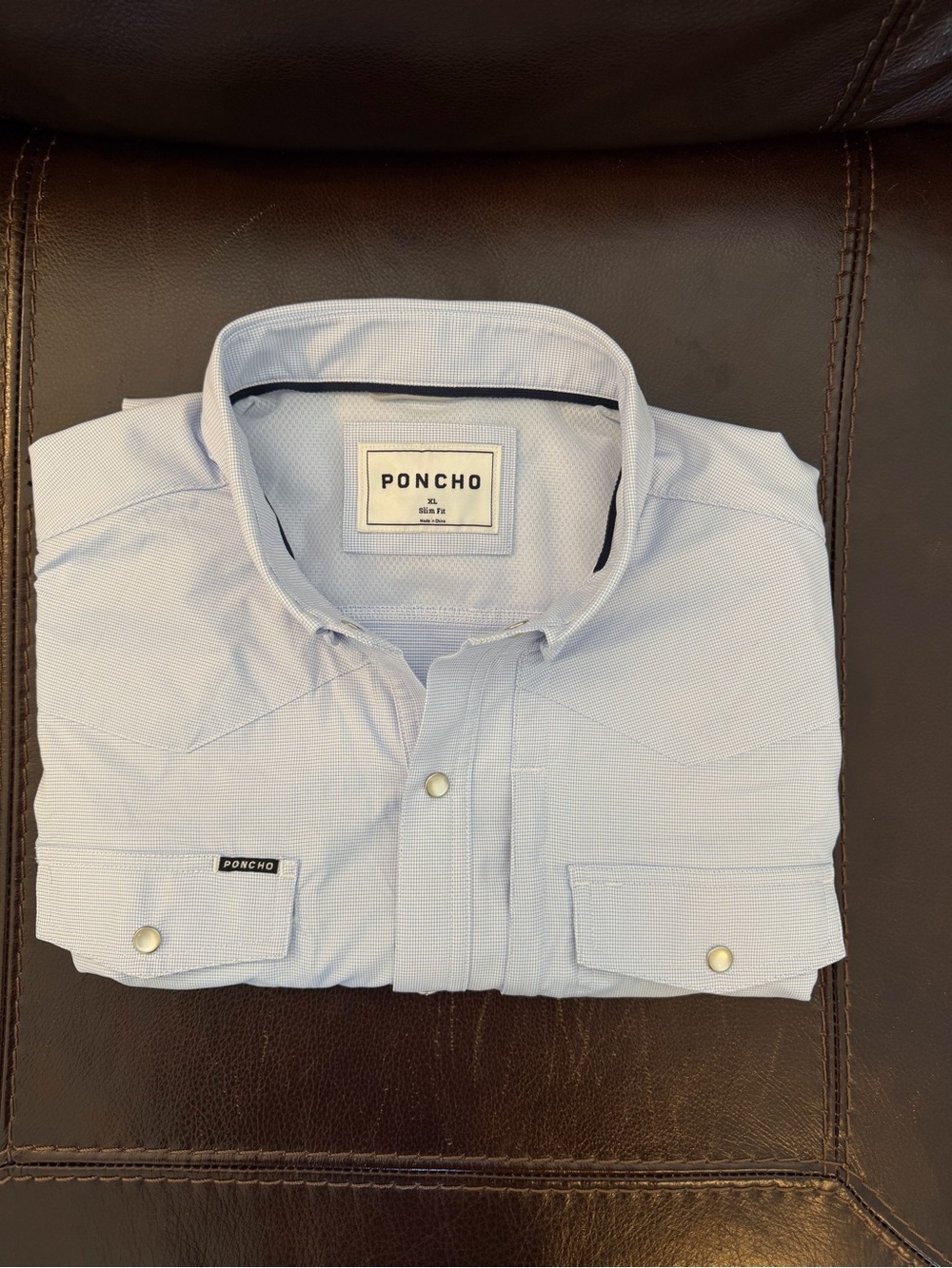 Poncho Outdoors Performance Short Sleeve Pearl Snap Shirt, Slim Fit, Men’s XL